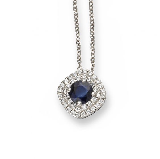 Sapphire and Diamond Cluster Pendant - 00024932 | Heming Diamond Jewellers | London