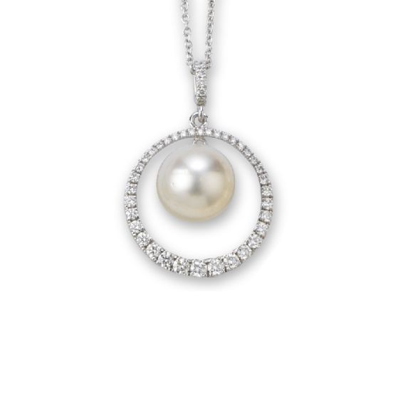 Diamond and Pearl Pendant - 02024353 | Heming Diamond Jewellers | London