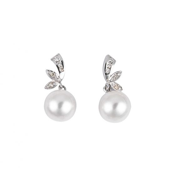 Pearl and Diamond Earrings - 00022542 | Heming Diamond Jewellers | London