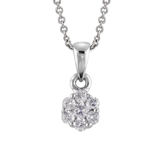 0.12ct Diamond Cluster Pendant - 00020352 | Heming Diamond Jewellers | London