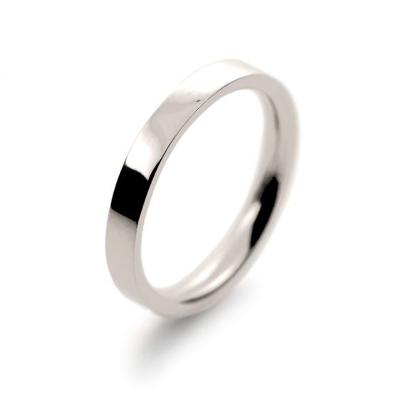 18ct White Gold 2.5mm Flat Court Shape Wedding Ring - 00018939 | Heming Diamond Jewellers | London