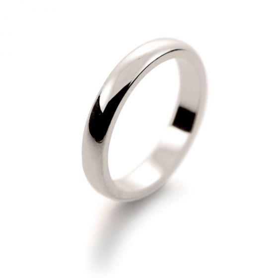 18ct White Gold 3mm D-Shaped Wedding Ring - 00018969 | Heming Diamond Jewellers | London