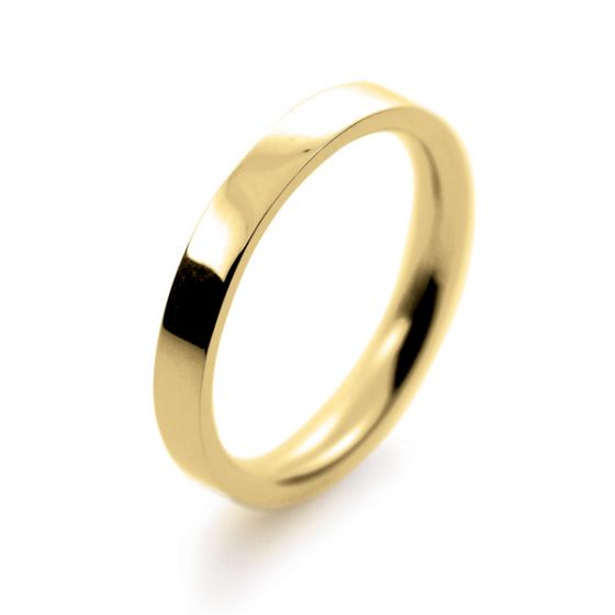 18ct Yellow Gold 2.5mm Flat Court Shape Wedding Ring. - 00018931 | Heming Diamond Jewellers | London