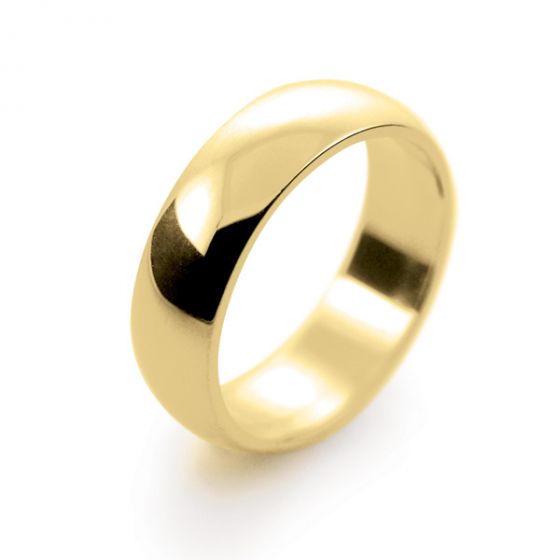 18ct Yellow Gold 6mm D-Shaped Wedding Ring - 00018959 | Heming Diamond Jewellers | London