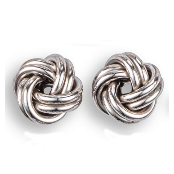 9ct White Gold Knot Earrings - 00024881 | Heming Diamond Jewellers | London