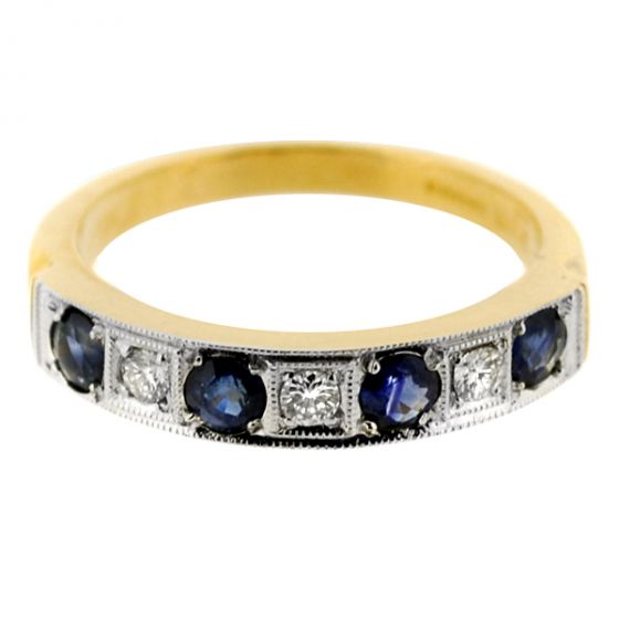 Sapphire & Diamond Half Eternity Ring