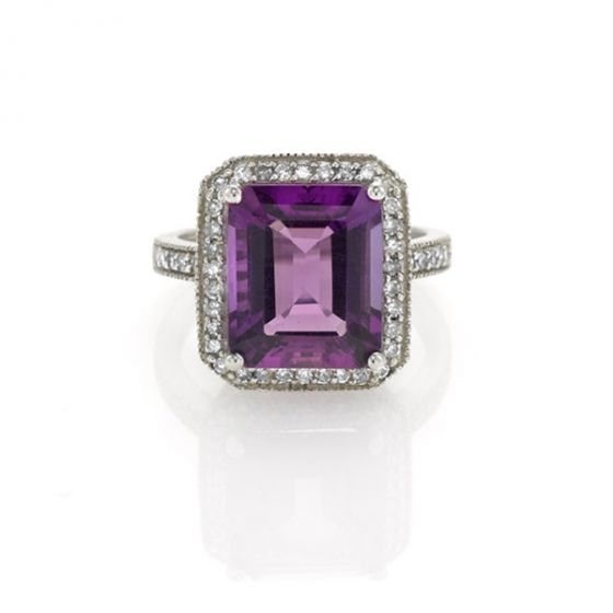 Amethyst and Diamond Cluster Ring