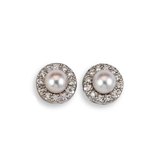 Pearl And Diamond Cluster Earrings