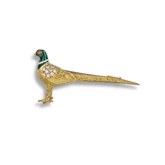 Diamond Pheasant Brooch