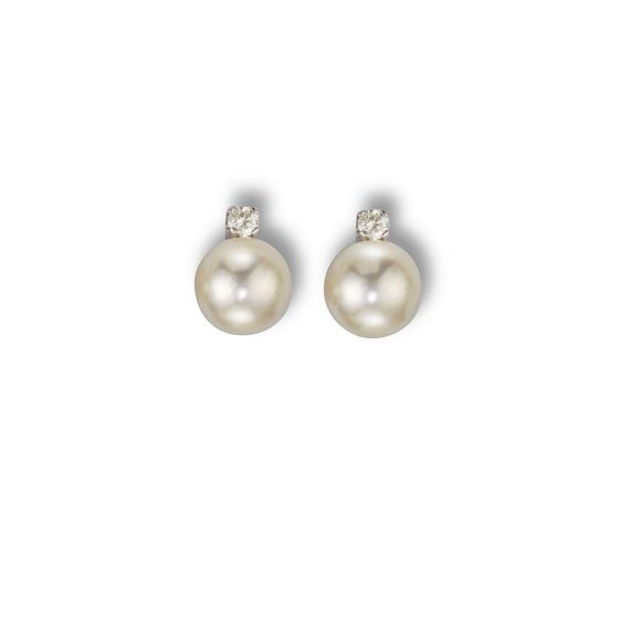 Pearl and diamond stud earrings