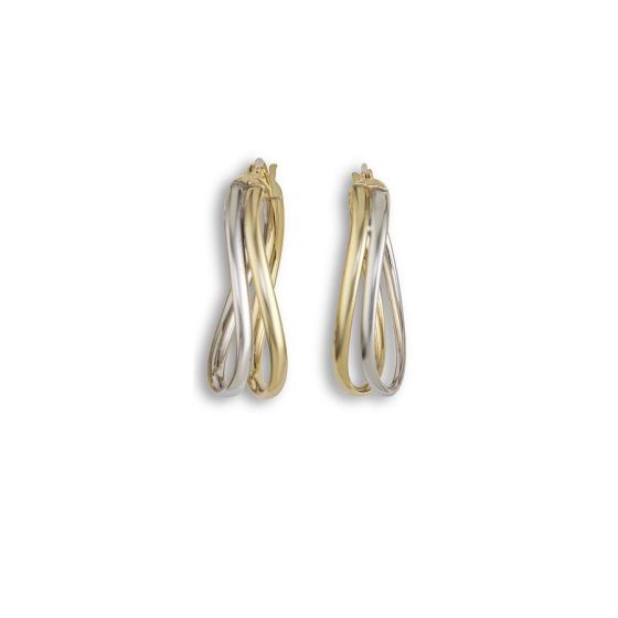 9ct white and yellow gold wave hoop