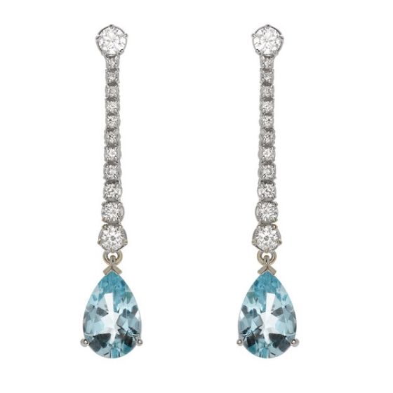 Aquamarine and Diamond Drop Earrings