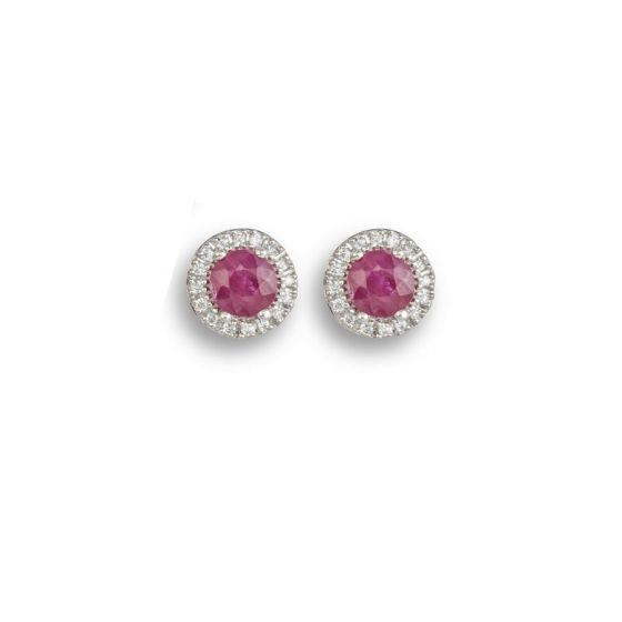 Ruby and Diamond Cluster Earrings.