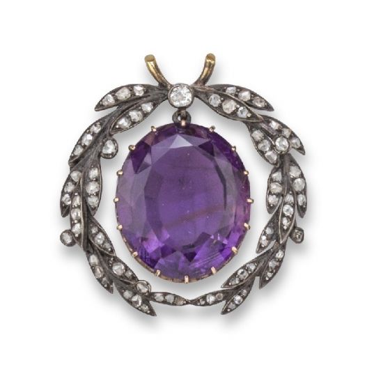 Amethyst and Diamond Wreath Brooch