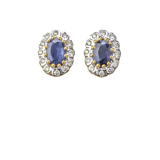 Sapphire and Diamond Cluster Earrings