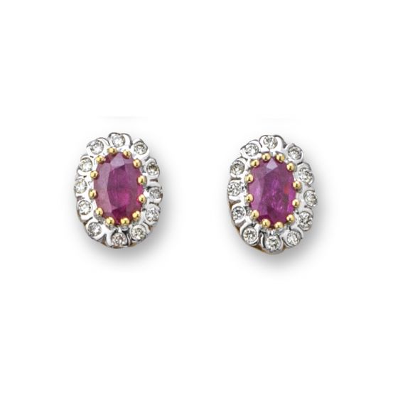 Ruby and Diamond Cluster Earrings