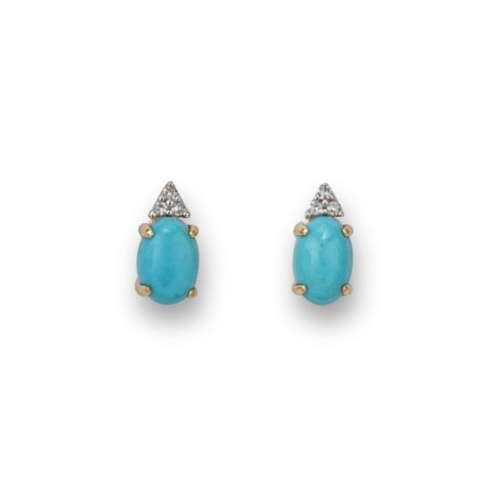 Turquoise and Diamond Stud Earrings