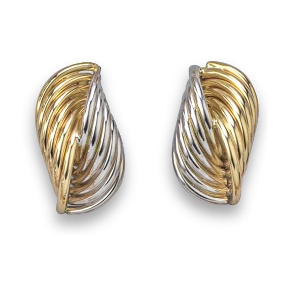 White and Yellow Gold Stud Earrings