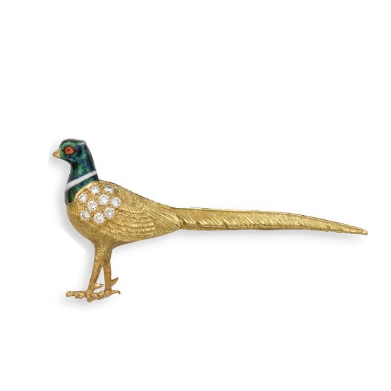 Diamond Pheasant Brooch