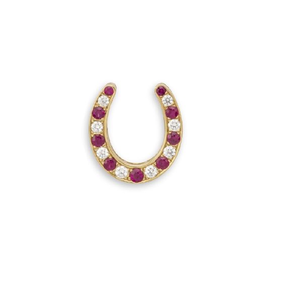 Ruby and Diamond Horseshoe Brooch