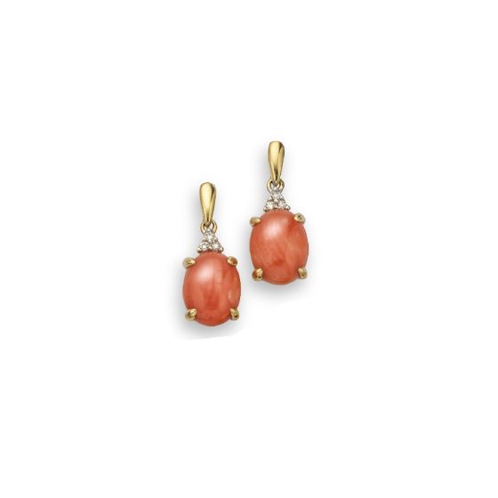 Coral and Diamond Drop Earrings