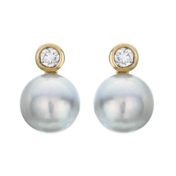 Pearl and Diamond Drop Earrings