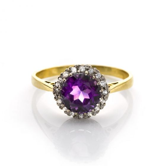 Amethyst and Diamond Cluster Ring - 00021037 | Heming Diamond Jewellers | London