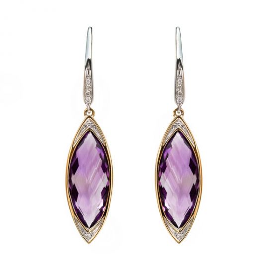 Amethyst and Diamond Drop Earrings - 00020840 | Heming Diamond Jewellers | London