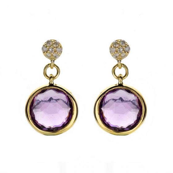 Amethyst and Diamond Drop Earrings - 00020963 | Heming Diamond Jewellers | London