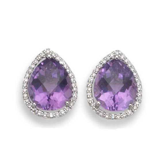 Amethyst and Diamond Earrings - 00022039 | Heming Diamond Jewellers | London