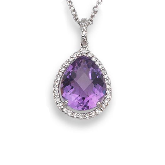 Amethyst and Diamond Pendant - 00022042 | Heming Diamond Jewellers | London