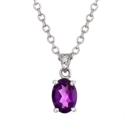 Amethyst and Diamond Pendant - 01017604 | Heming Diamond Jewellers | London