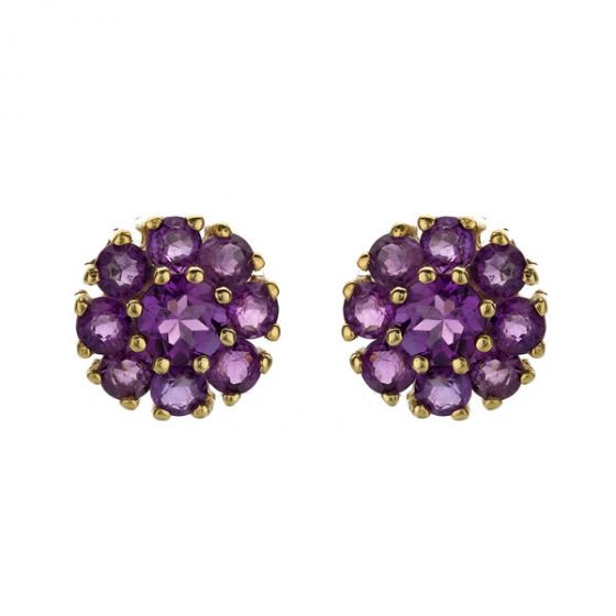 Amethyst Cluster Earrings - 00020953 | Heming Diamond Jewellers | London