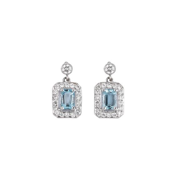 Aquamarine and Diamond Earrings - 00022486 | Heming Diamond Jewellers | London