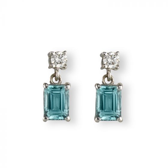 Aquamarine and Diamond Earrings - 02021393 | Heming Diamond Jewellers | London