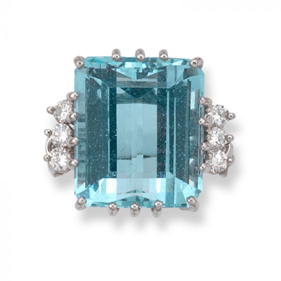 Aquamarine and Diamond Ring - 02021179 | Heming Diamond Jewellers | London