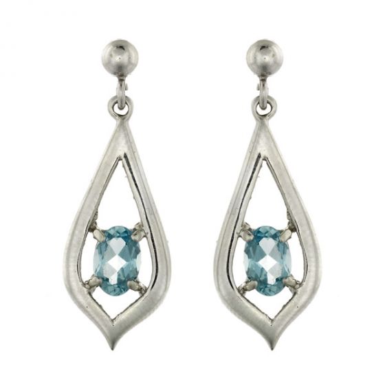 Aquamarine Drop Earrings - 00020005 | Heming Diamond Jewellers | London