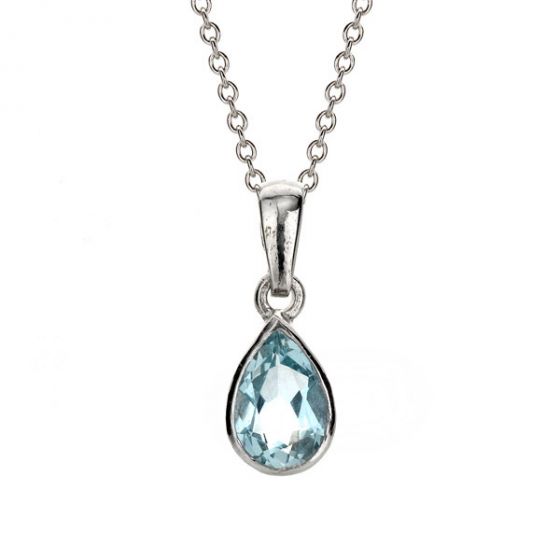 Aquamarine Drop Pendant - 00020988 | Heming Diamond Jewellers | London