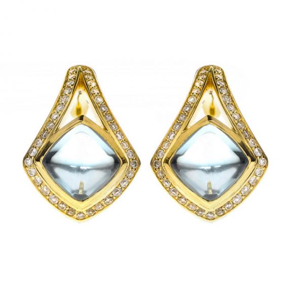 Blue Topaz and Diamond Earrings - 00020860 | Heming Diamond Jewellers | London