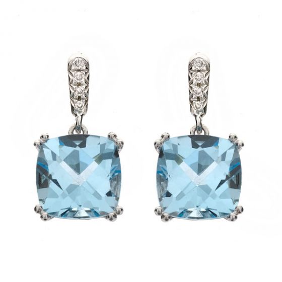 Blue Topaz and Diamond Earrings - 00020861 | Heming Diamond Jewellers | London