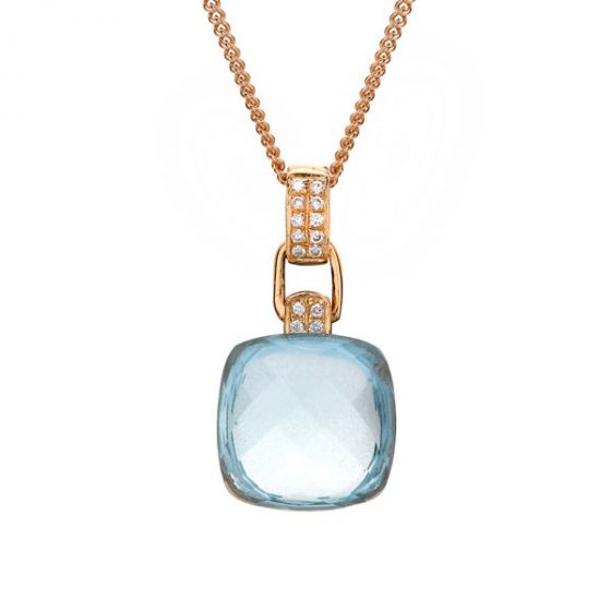 Blue Topaz and Diamond Pendant - 00020887 | Heming Diamond Jewellers | London