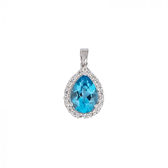 Blue Topaz and Diamond Pendant - 00022708 | Heming Diamond Jewellers | London