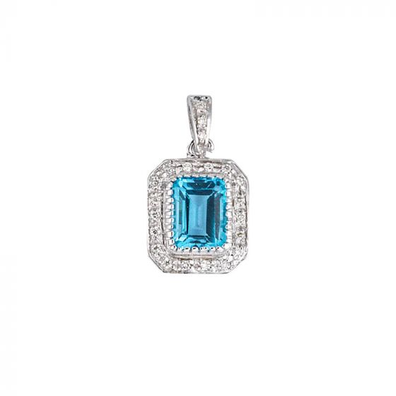 Blue Topaz and Diamond Pendant - 00022711 | Heming Diamond Jewellers | London