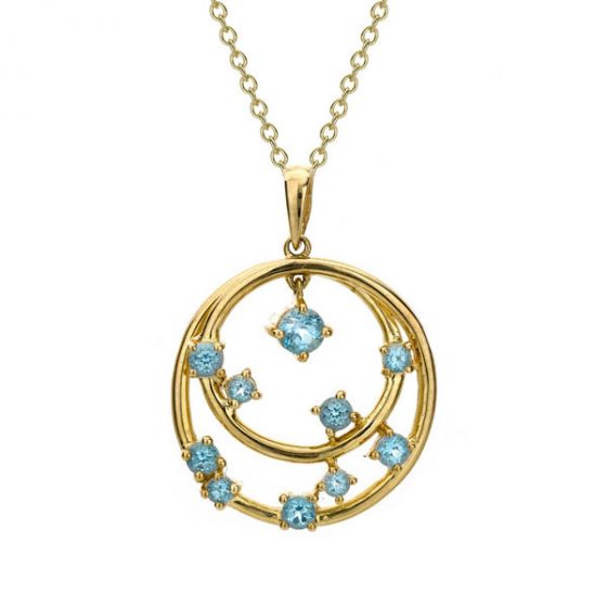 Blue Topaz Circle Pendant - 00020961 | Heming Diamond Jewellers | London