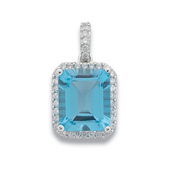 Blue Topaz & Diamond Pendant - 00021458 | Heming Diamond Jewellers | London