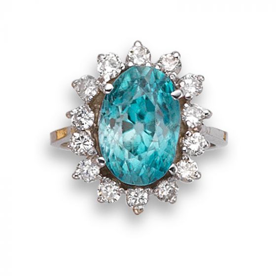 Blue Zircon and Diamond Ring - 02020979 | Heming Diamond Jewellers | London