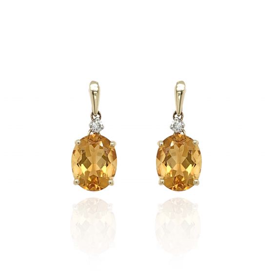 Citrine and Diamond Earrings - 00025061 | Heming Diamond Jewellers | London