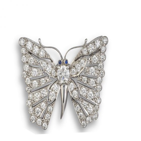 Diamond and Sapphire Butterfly brooch - 02023829 | Heming Diamond Jewellers | London