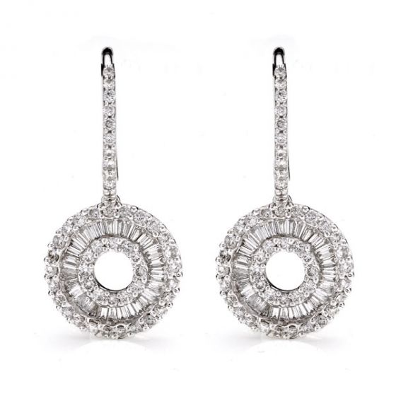 Diamond Cluster Drop Earrings - 00019271 | Heming Diamond Jewellers | London