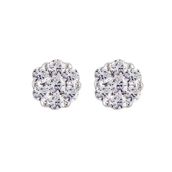 Diamond Cluster Earrings - 00024190 | Heming Diamond Jewellers | London